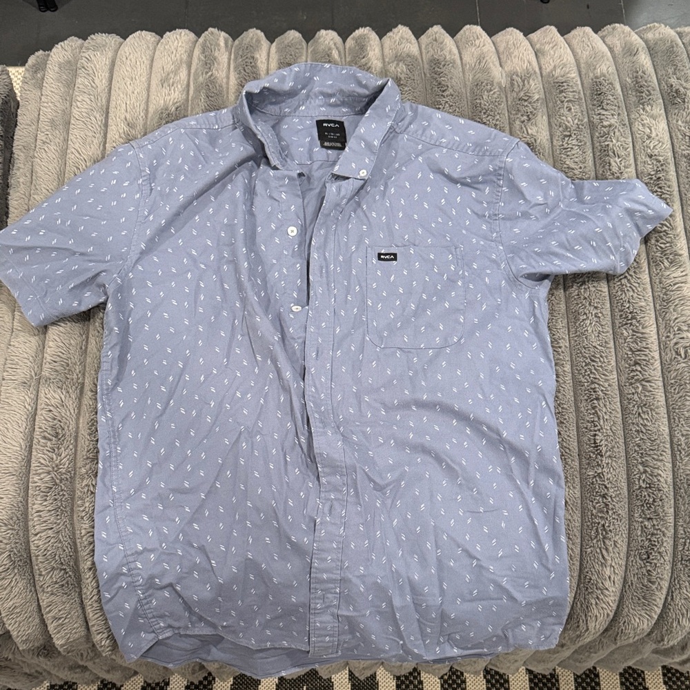RVCA Light Blue Patterned Casual Shirt